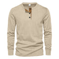 Herren Langarmshirt mit strukturierter Rippenoptik und modischem Knopfleisten-Detail R&B