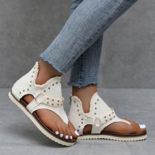 Damen Elegante und komfortable Zehentrenner-Sandalen mit modischen Nieten R&B