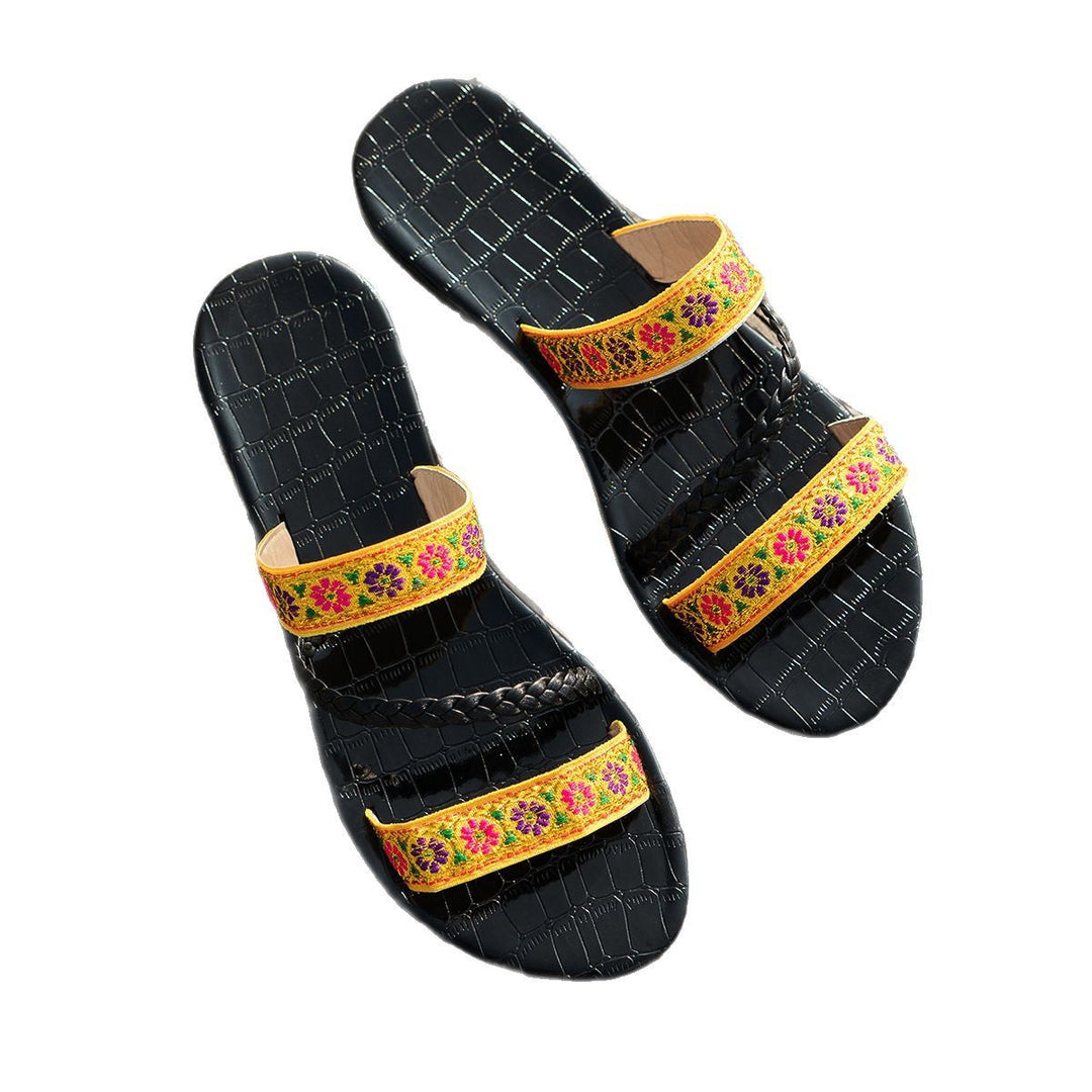 Damen modische Riemchensandalen mit floralen Stickereien R&B
