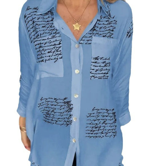 Damen Bluse mit modernem Schreibdesign und lockerer Passform R&B