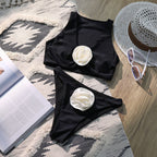 Damen Hochgeschnittener Bikini mit elegantem Blütenmotiv R&B