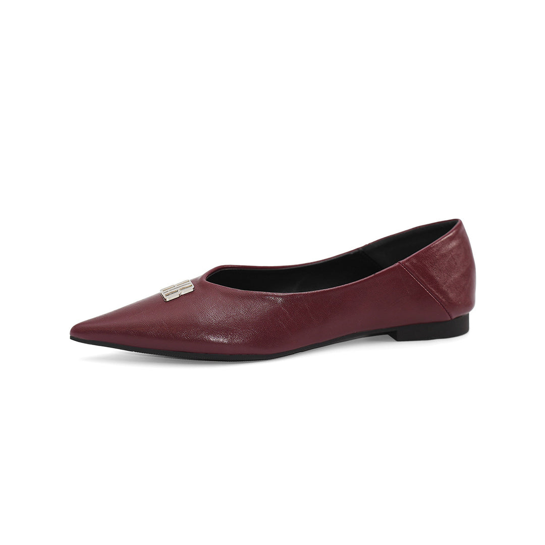 Damen elegante Ballerinas mit spitzem Zehenbereich und schimmerndem Schnallenakzent R&B