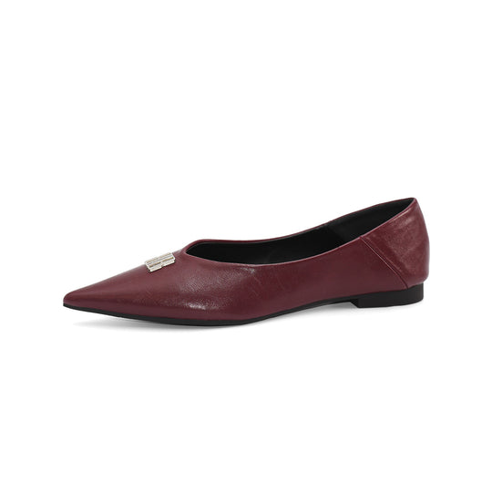 Damen elegante Ballerinas mit spitzem Zehenbereich und schimmerndem Schnallenakzent R&B