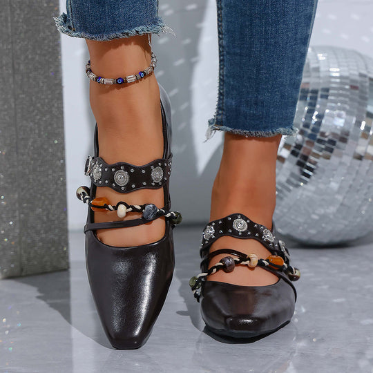 Damen Elegante Slingback-Ballerinas mit verziertem Riemen R&B