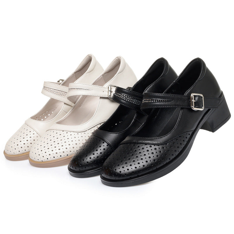 Damen Mary Jane Komfort Schuhe mit atmungsaktiver Oberflächengestaltung und elegantem Riemchen R&B