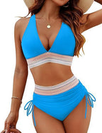 Damen Bikiniset mit hohem Bund und verstellbaren Rüschen R&B