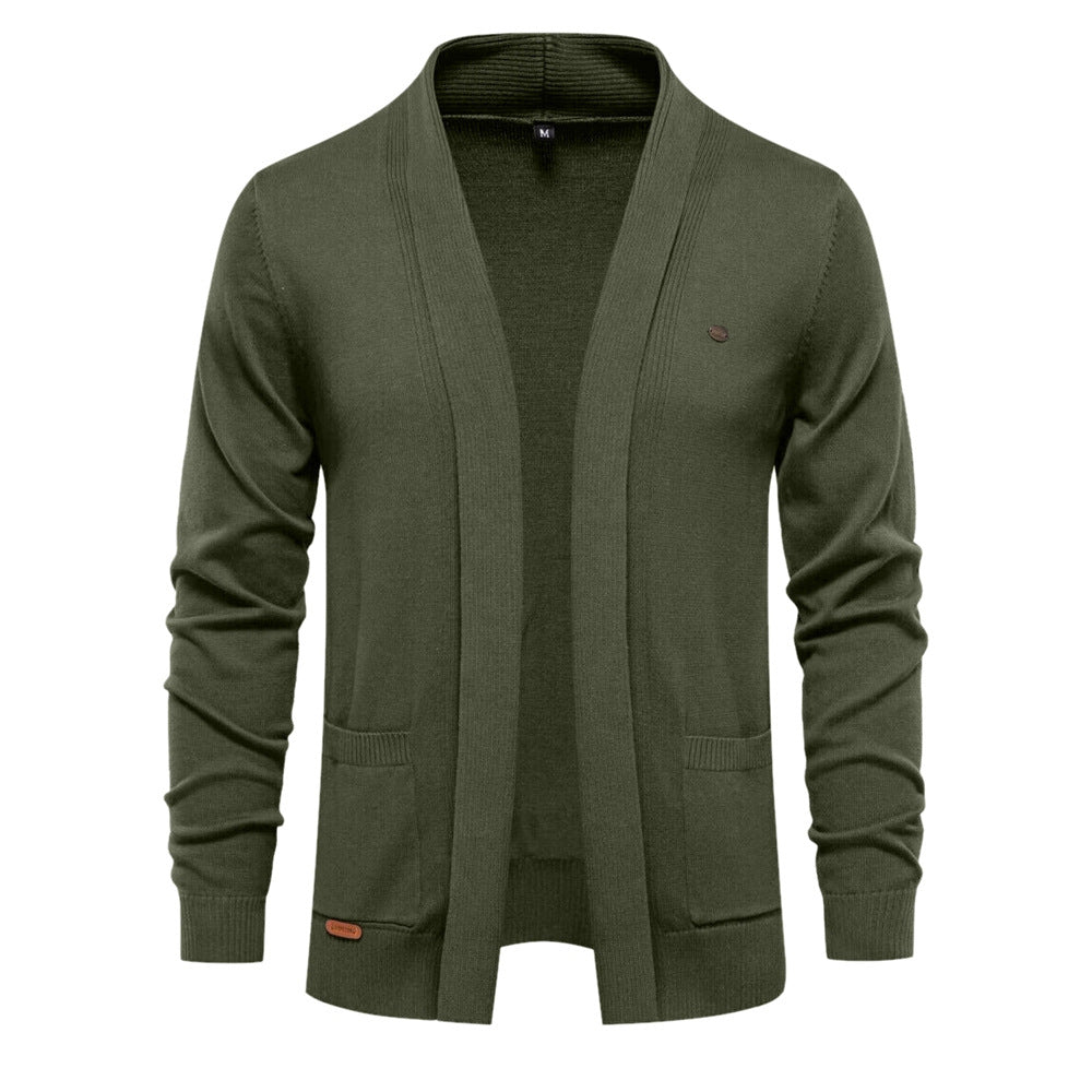 Herren Strickjacke mit offenem Schnitt und praktischen Taschen R&B