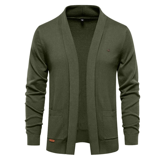Herren Strickjacke mit offenem Schnitt und praktischen Taschen R&B