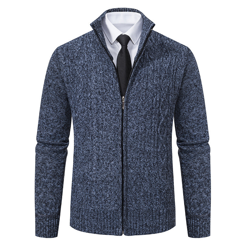 Herren Strickjacke mit Stehkragen und strukturierter Musterung R&B