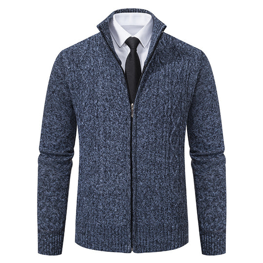 Herren Strickjacke mit Stehkragen und strukturierter Musterung R&B