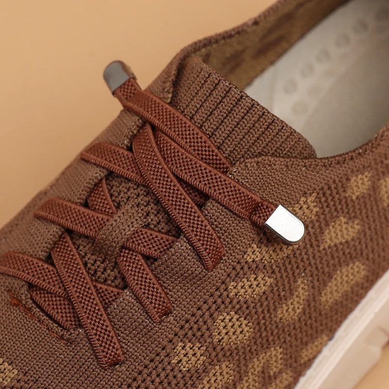 Damen Atmungsaktive Sneaker mit modischem Leopardenmuster