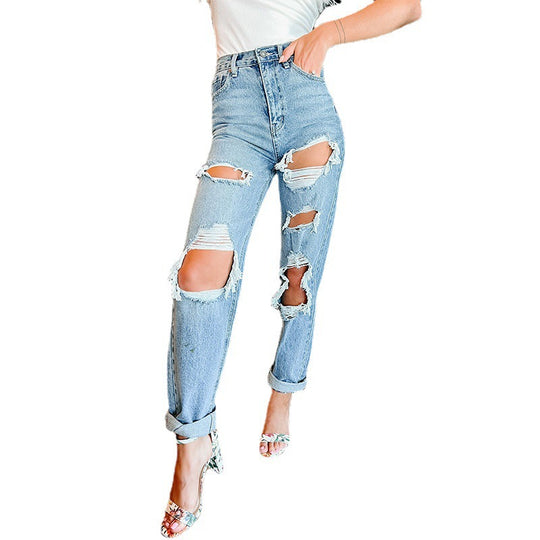 Damen Destroyed Mom-Jeans im lässigen Vintage-Look R&B