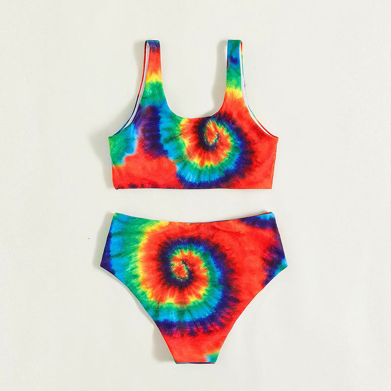 Damen Hochtailliertes Bikini-Set mit Spiralmuster R&B