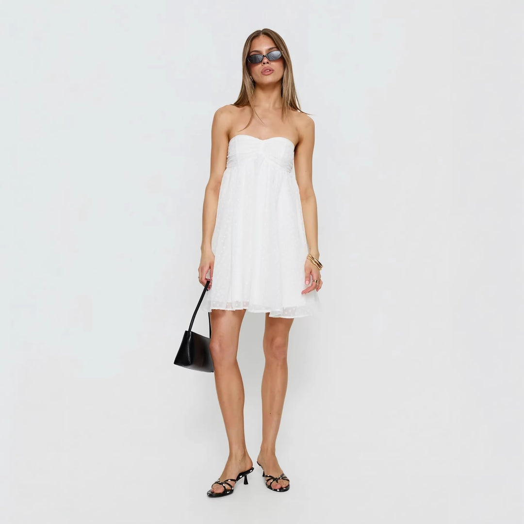 Damen Sommerliches Bandeau-Kleid mit zarten Punkten und luftiger Silhouette R&B