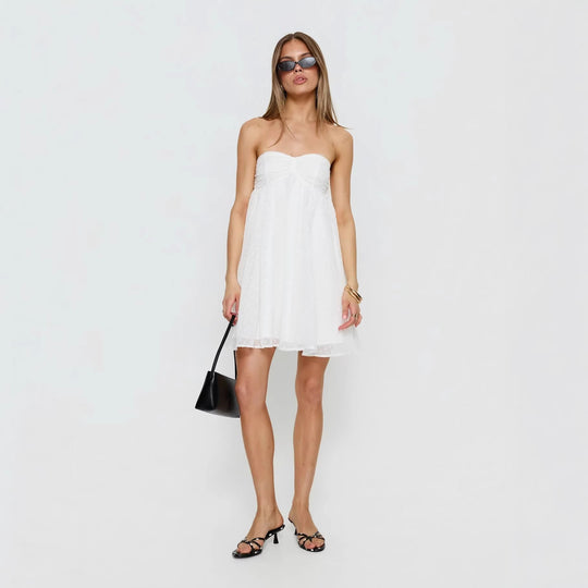 Damen Sommerliches Bandeau-Kleid mit zarten Punkten und luftiger Silhouette R&B