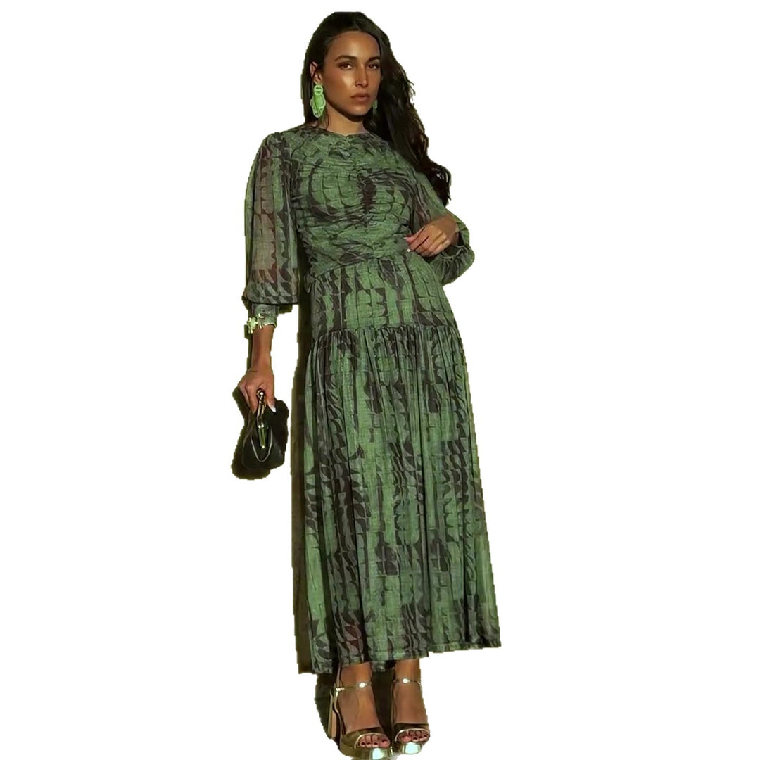 Damen Midikleid mit raffinierten Falten und V-Ausschnitt R&B