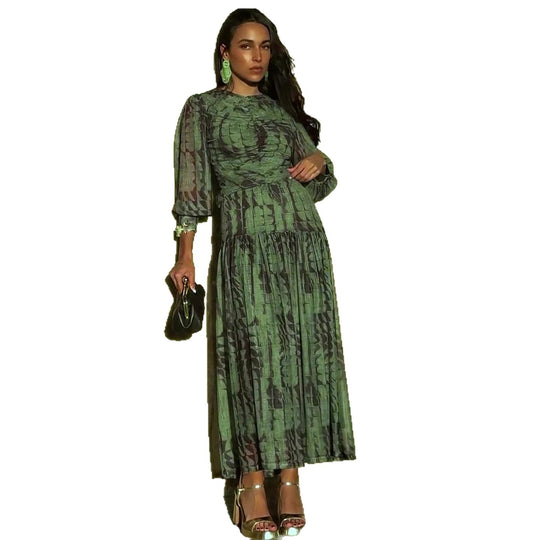 Damen Midikleid mit raffinierten Falten und V-Ausschnitt R&B