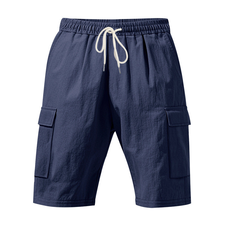 Herren nan Reise- und Outdoor-Bermuda mit elastischem Kordelbund, Sicherheits-Innentasche und aufgesetzten Klappentaschen R&B