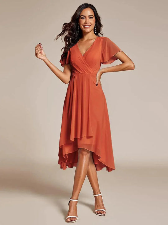 Damen Elegantes Wickelkleid mit asymmetrischem Saum R&B