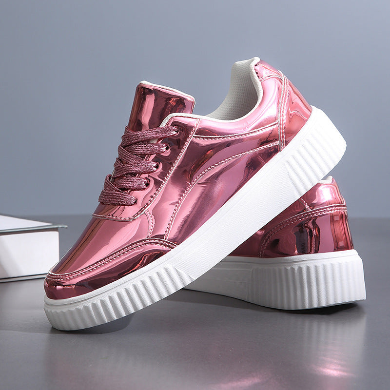 Damen Glänzende Sneakers mit dämpfender Sohle und atmungsaktivem Innenfutter