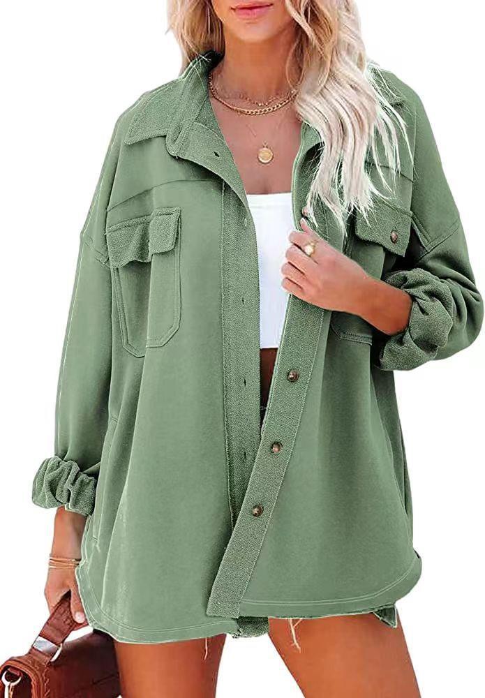 Damen Oversized Freizeitjacke mit praktischen Taschen und stylischen Druckknöpfen R&B