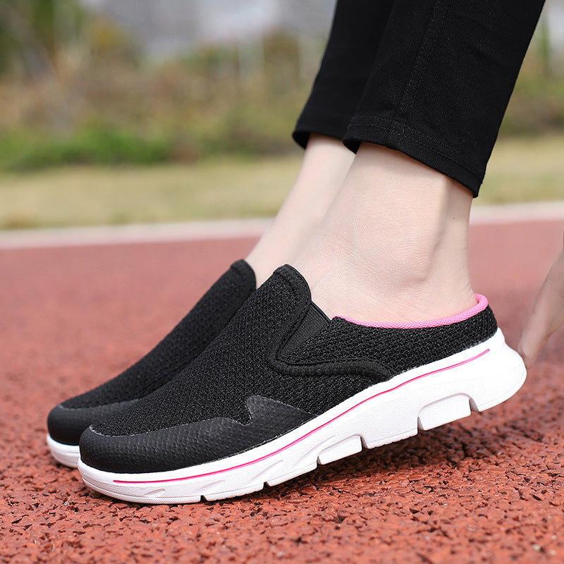 Damen nan offener Fersen-Slipper mit nahtlosem NetzgewR&Be, gepolstertem Komfortfußbett und stoßdämpfender Leichtsohle R&B