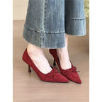 Damen spitze Pumps mit zarter Schleifenverzierung R&B