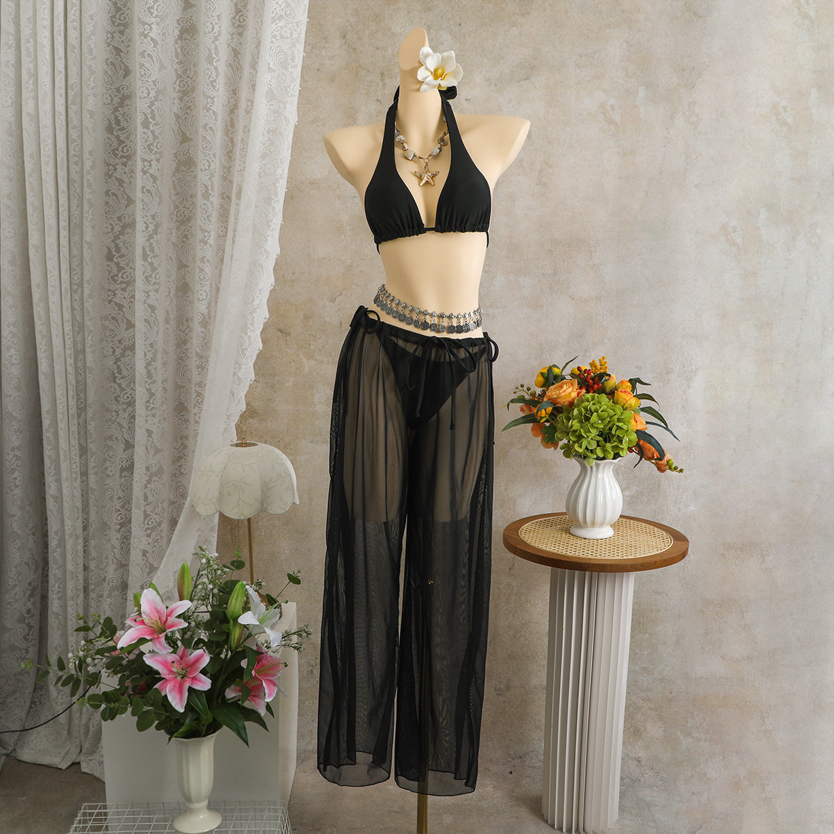 Damen Transparente Strandbekleidung R&B