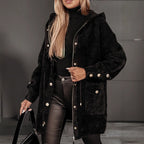 Damen Kuschelige Oversized-Winterjacke mit Taschen und hochwertigem R&B