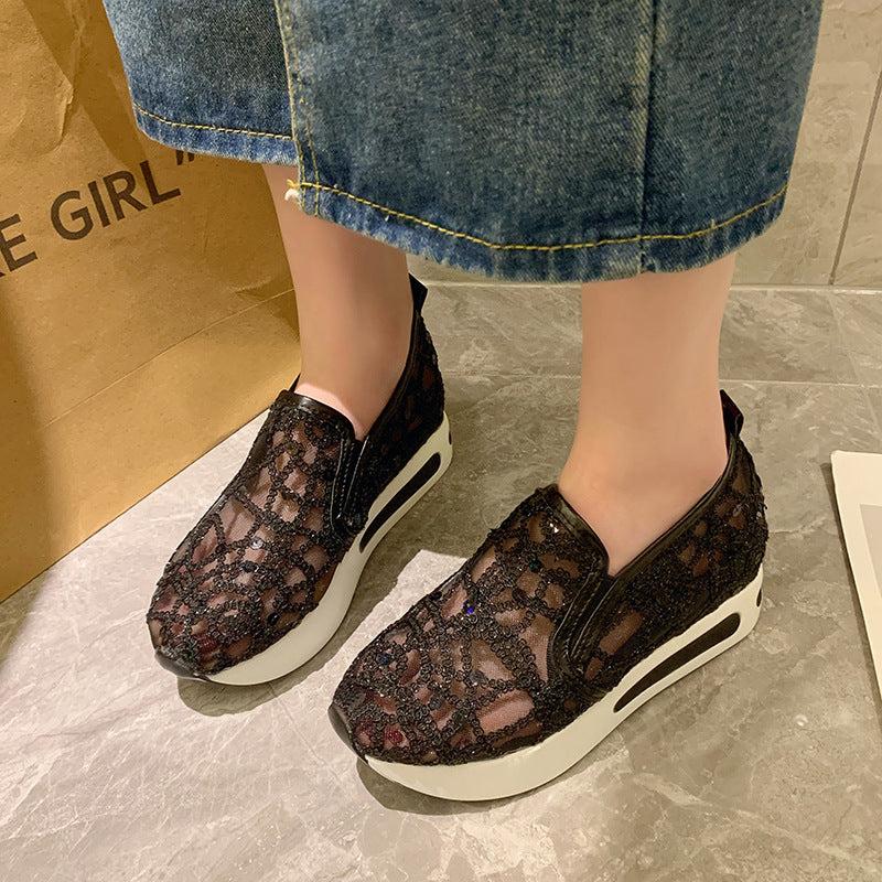Damen Slip-On Sneakers mit funkelndem Mesh-Obermaterial und rutschfester Sohle R&B
