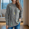 Damen lässiger Pullover mit dekorativen Pailletten und strukturiertem Maschenmuster R&B