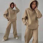 Damen lässiger Kapuzenpullover und entspannte Freizeithose Set R&B