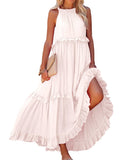 Damen Maxikleid mit einem eleganten Volant-Design und lockerem Schnitt R&B