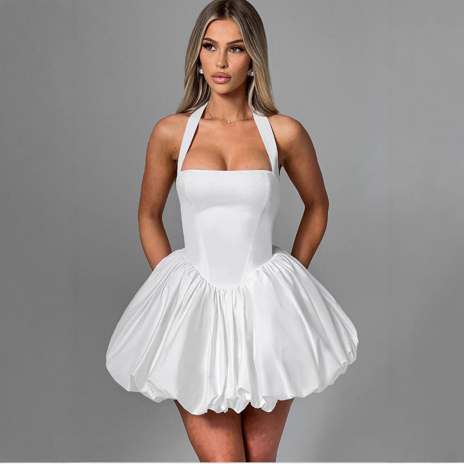 Damen Schickes Ballkleid mit Polka-Dots und tailliertem Schnitt R&B
