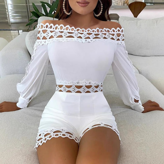 Damen Oberteil mit Cut-Outs und bezauberndem Spitzenborte R&B