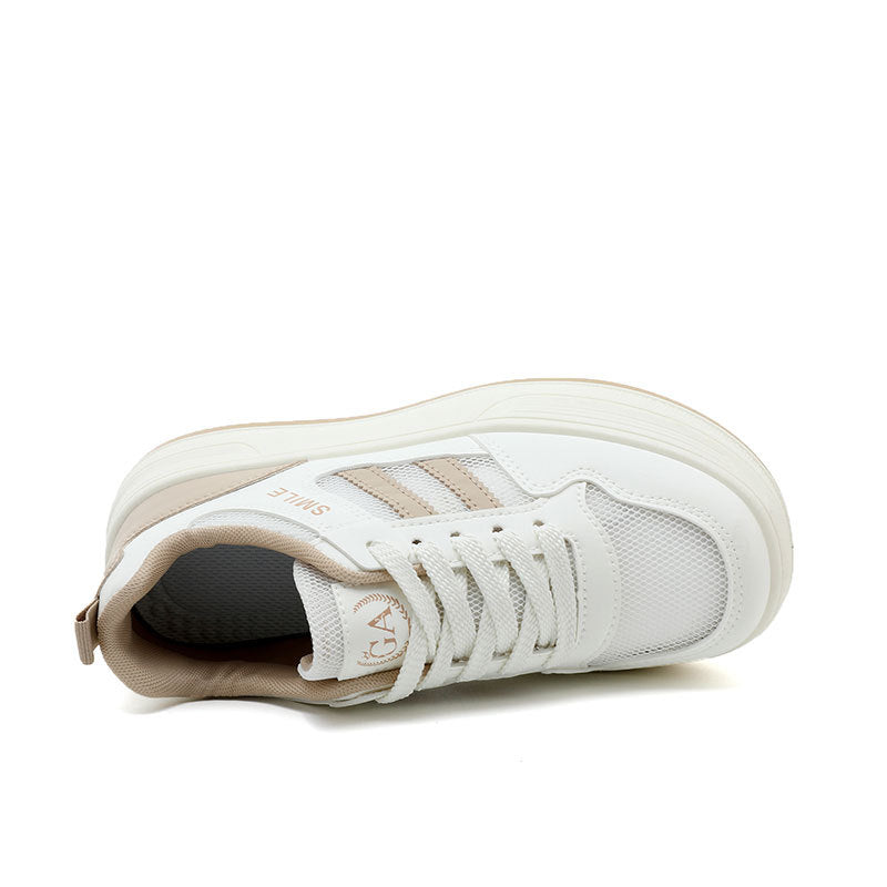 Damen sportliche Plateau-Sneaker mit atmungsaktivem Mesh-Obermaterial und dämpfender Sohle R&B