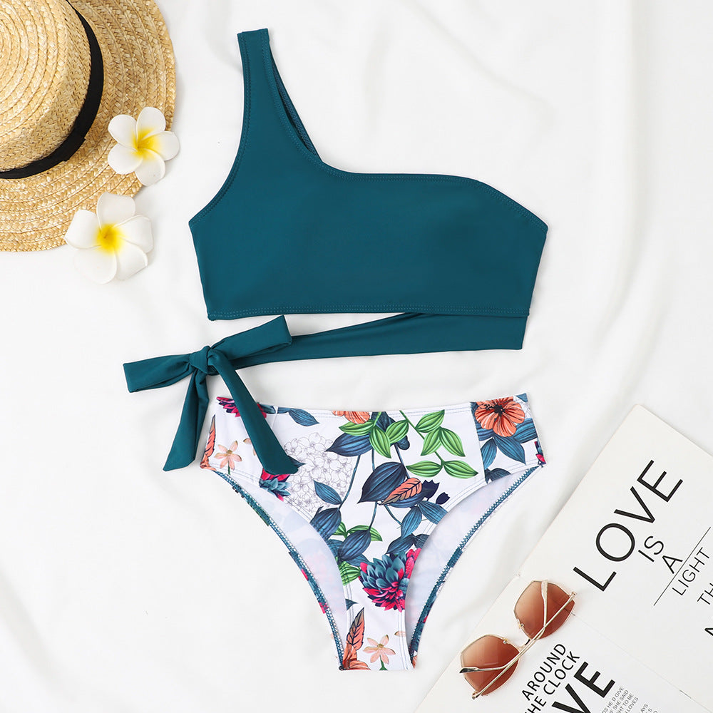 Damen Asymmetrischer Bikini mit verstellbarem Bindegurt R&B