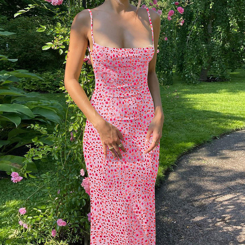 Damen Spaghettiträgerminikleid mit floralem Design und figurbetontem Schnitt R&B