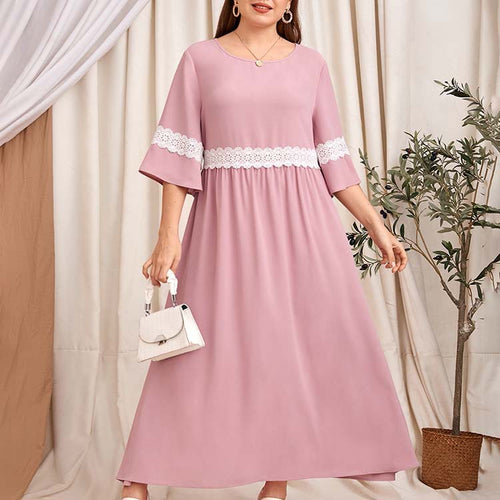 Damen Maxikleid mit eleganten Spitzenakzenten und luftigen Ärmeln R&B