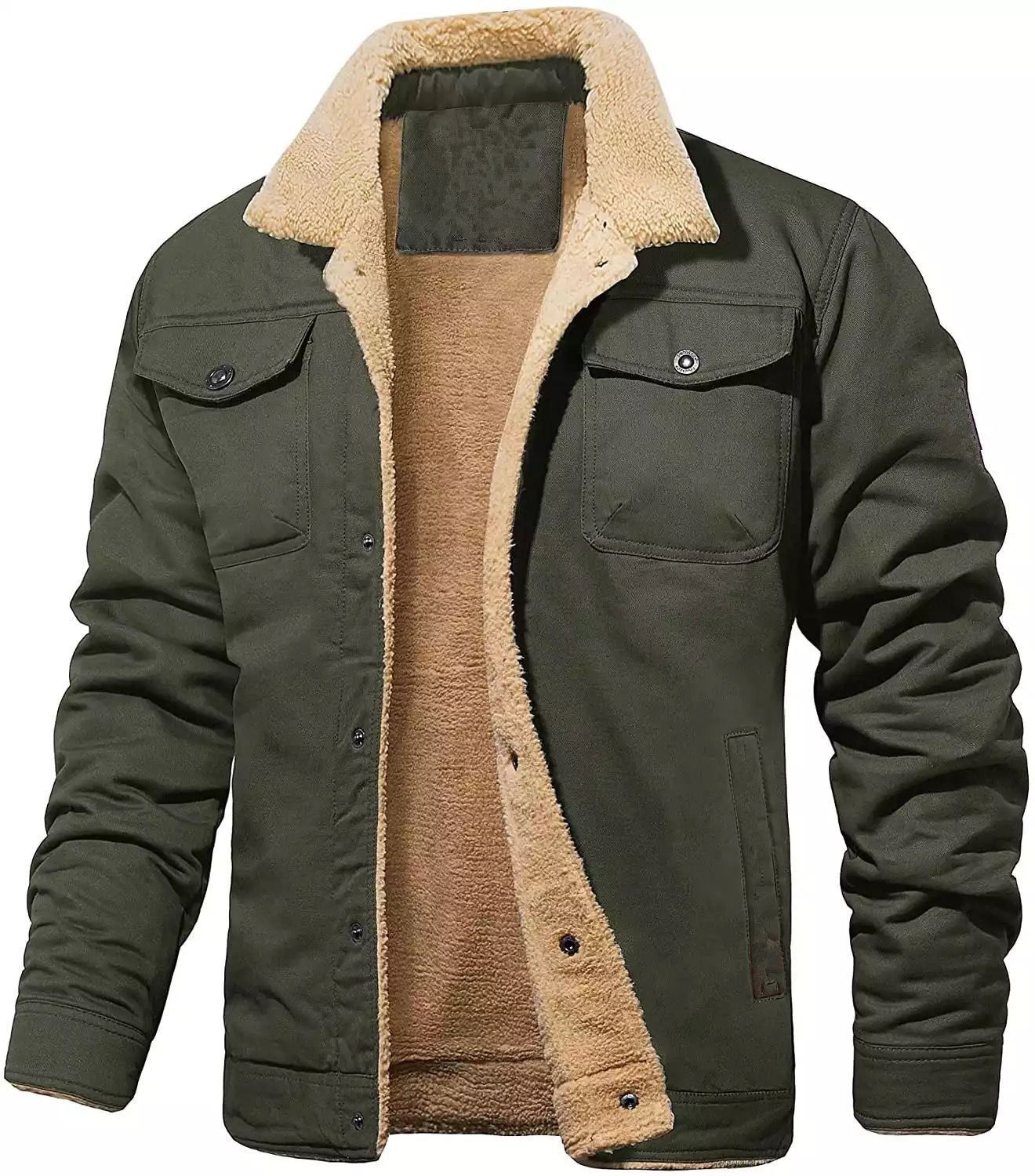 Herren warme Übergangsjacke mit flauschigem Innenfutter