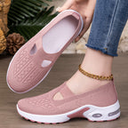 Damen bequeme Slip-On Sneakers mit atmungsaktivem Strickdesign und stoßdämpfender Sohle R&B