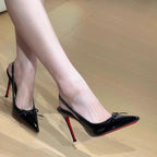 Damen Slingback-Pumps mit zierlicher Schleifenapplikation R&B
