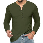 Herren Langarm-Henley-Shirt aus weichem Baumwollmix mit feiner Knopfleiste R&B
