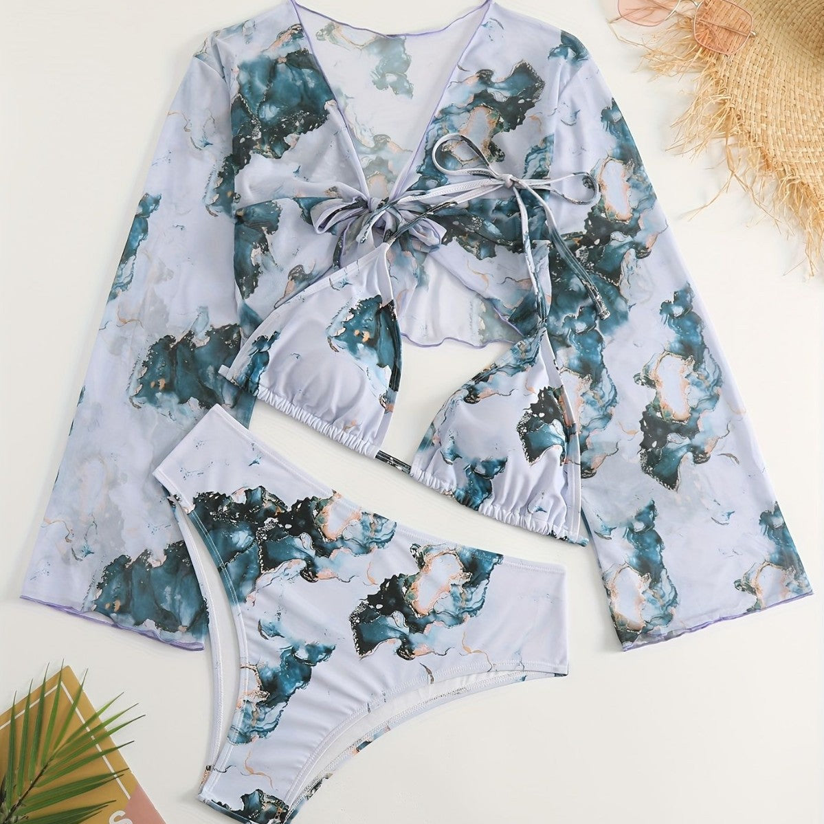 Damen Bikini Set mit transparenter Bluse R&B