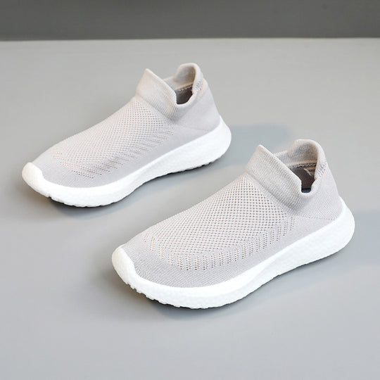 Damen atmungsaktive Slip-On Sneakers mit flexiblem Strick-Obermaterial R&B