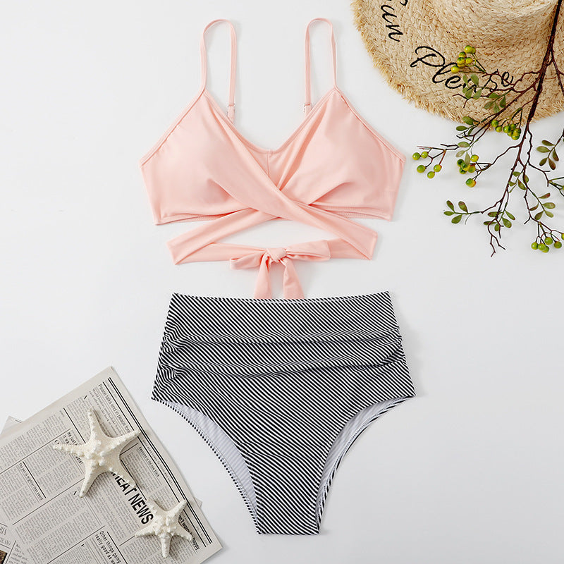 Damen Crop-Top Bikini-Set mit geflochtenem Design R&B