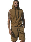 Herren nan Kapuzen-Muskelshirt-Set mit funktionaler Cargobermuda R&B