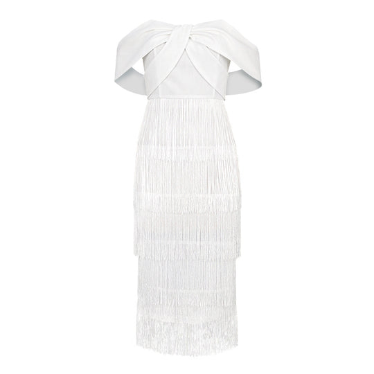 Damen Cut-out Cocktailkleid mit Fransen R&B