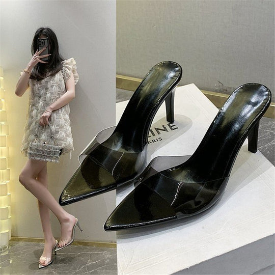 Damen transparente Slingback High Heel Sandalen R&B