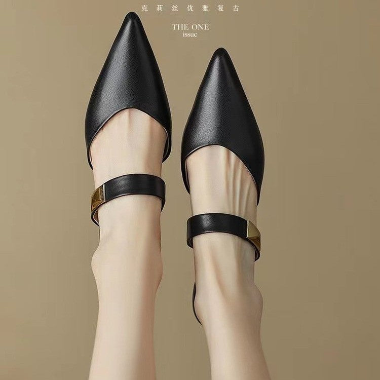 Damen elegante Slingback-Mules mit dekorativem Riemen R&B